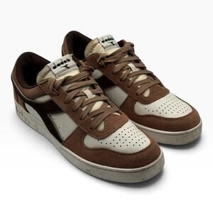 Diadora Magic Basket Low Java Brown White Suede Leather Sneakers Men's 10.5